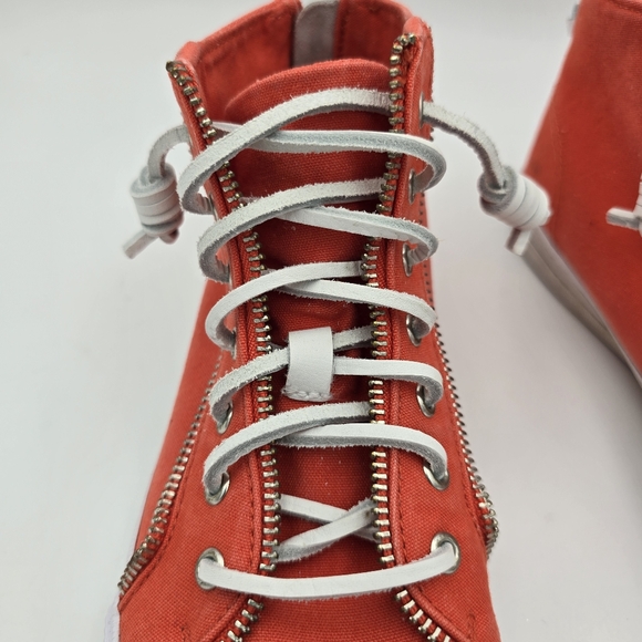 Sperry x Rebecca Minkoff Washed Canvas High Top Sneakers, Orange, Women's 7.5 - Picture 4 of 16